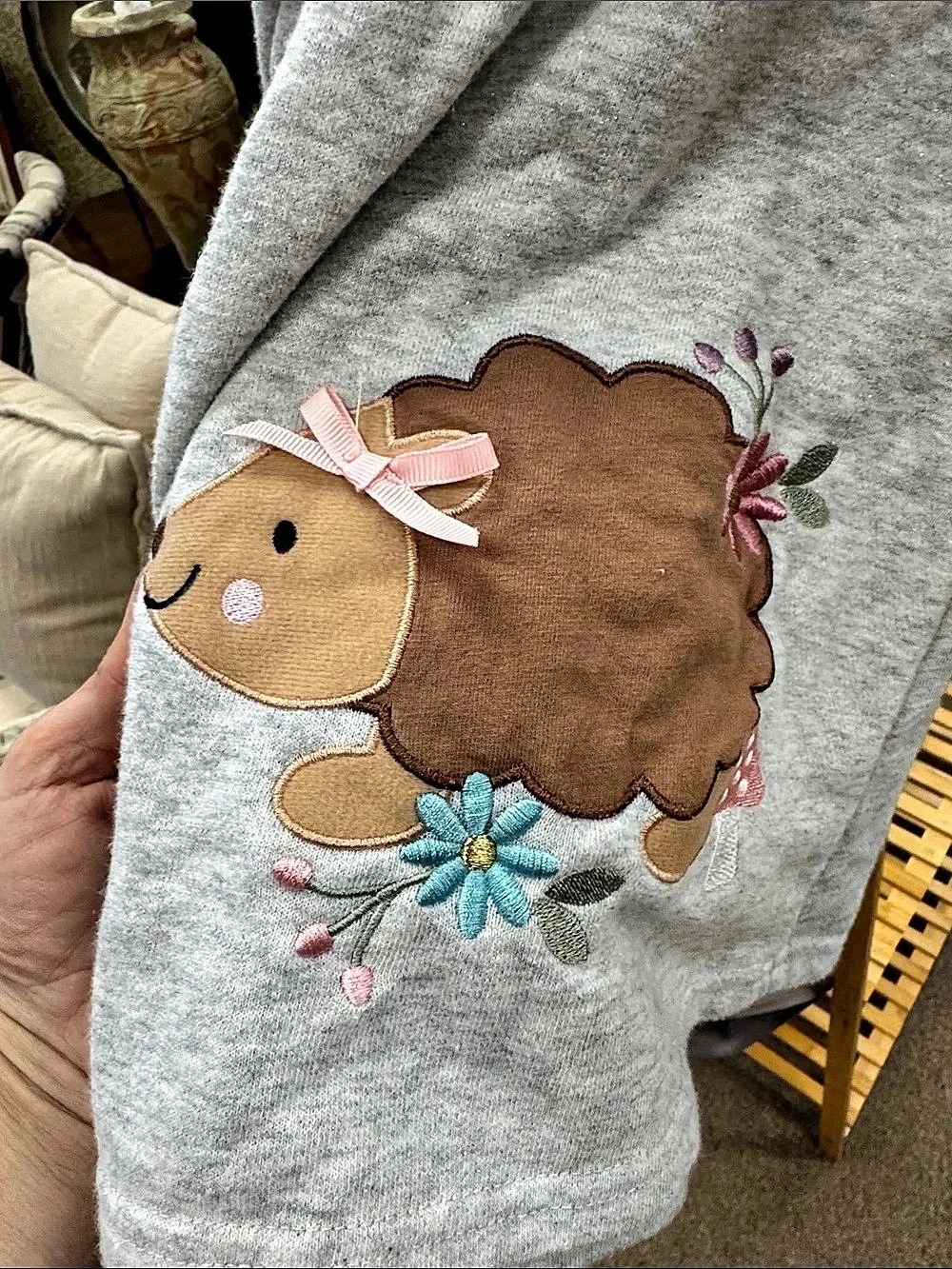 Goodlad Girls Gray & Pink porcupine Applique Dress Size 3T